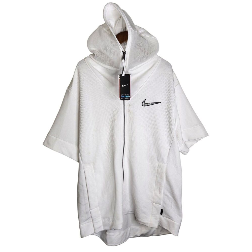 Nike On Field Apparel White 2 Way Zip Scuba Mesh Football Hoodie CT1534 Mens XXL